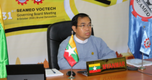 DG of the DTVET, Dr. Sai Kyaw Naing Oo attends the 31st SEAMEO VOCTECH Governing Board Meeting
